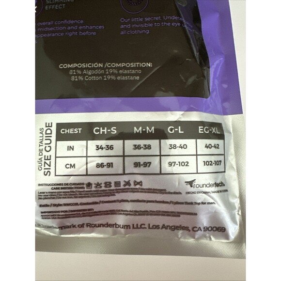 Rounderbum Man Cotton Compression Tech Tank Top L Black Improves Posture Slims - Picture 3 of 5